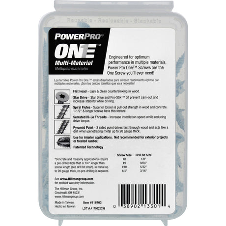HILLMAN Power Pro No. 8 Ga. X 2 in. L Star Flat Head Coarse Multi-Material Screws