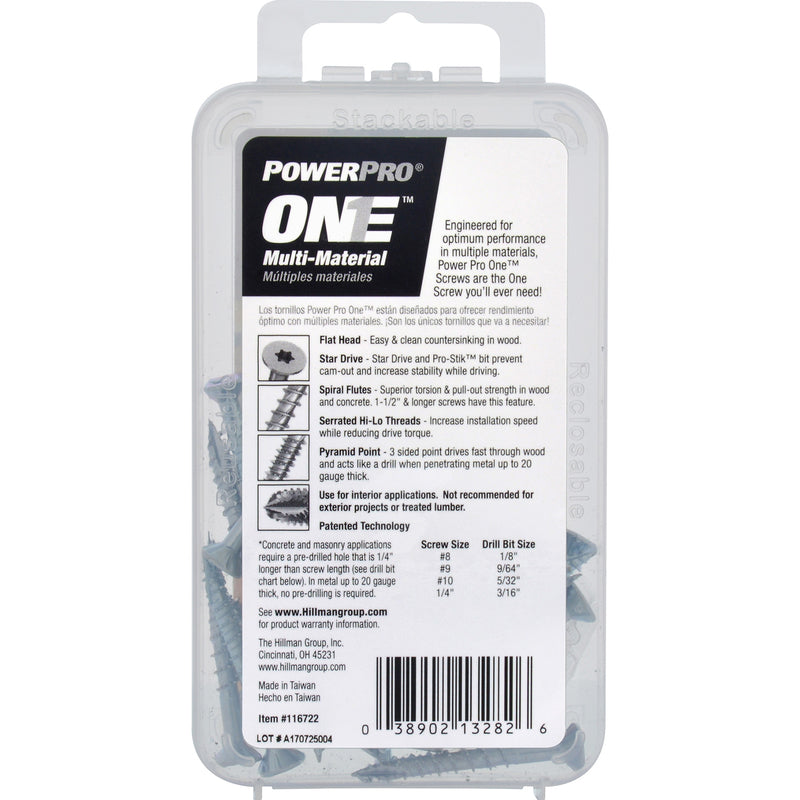 HILLMAN Power Pro No. 8 Ga. X 1-1/2 in. L Star Flat Head Coarse Multi-Material Screws