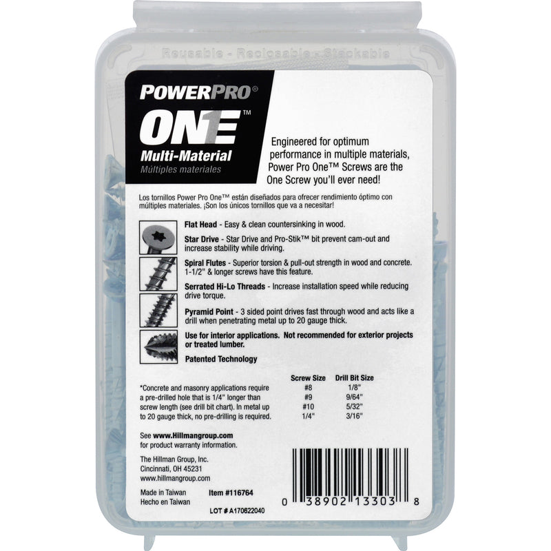 HILLMAN Power Pro No. 8 Ga. X 2-1/2 in. L Star Flat Head Coarse Multi-Material Screws