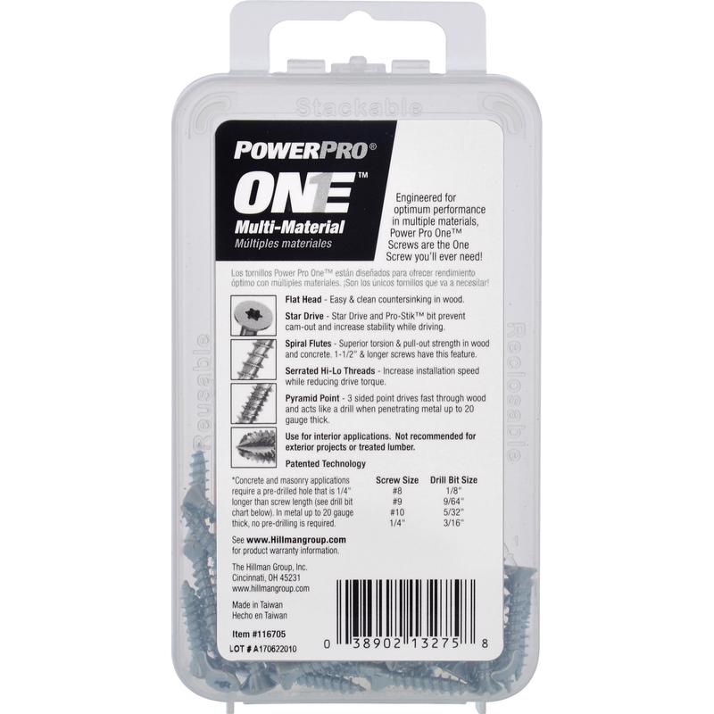 HILLMAN Power Pro No. 6 Ga. X 3/4 in. L Star Flat Head Coarse Multi-Material Screws