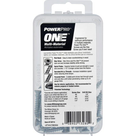 HILLMAN Power Pro No. 8 Ga. X 1 in. L Star Flat Head Coarse Multi-Material Screws