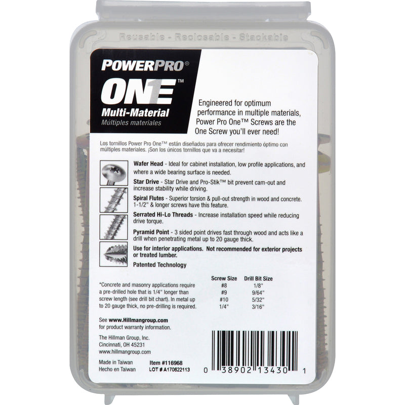 HILLMAN Power Pro No. 10 Ga. X 3 in. L Star Wafer Head Coarse Multi-Material Screws, Pack of 5