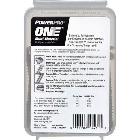 HILLMAN Power Pro No. 10 Ga. X 3 in. L Star Wafer Head Coarse Multi-Material Screws, Pack of 5