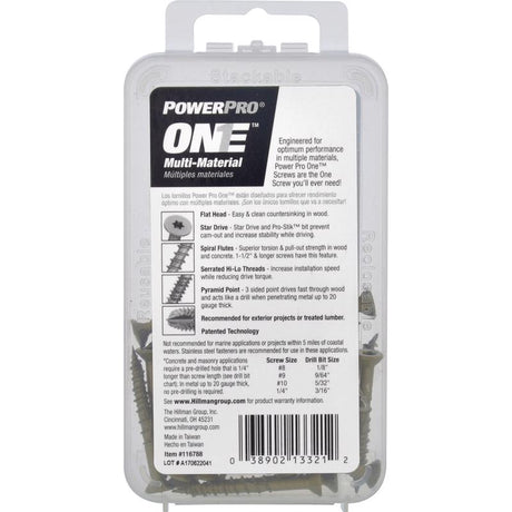 HILLMAN Power Pro No. 8 Ga. X 1-1/2 in. L Star Flat Head Coarse Multi-Material Screws, Pack of 5