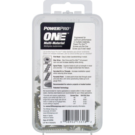 HILLMAN Power Pro No. 6 Ga. X 1-1/4 in. L Star Flat Head Coarse Multi-Material Screws, Pack of 5