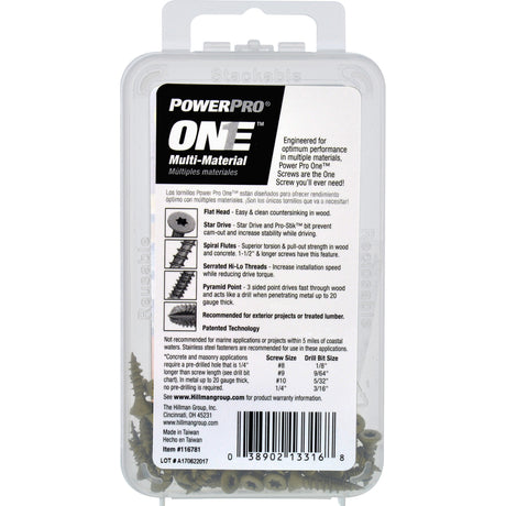 HILLMAN Power Pro No. 6 Ga. X 5/8 in. L Star Flat Head Coarse Multi-Material Screws, Pack of 5