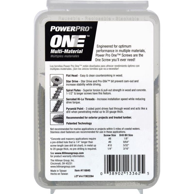 HILLMAN Power Pro No. 10 Ga. X 2-1/2 in. L Star Flat Head Coarse Multi-Material Screws