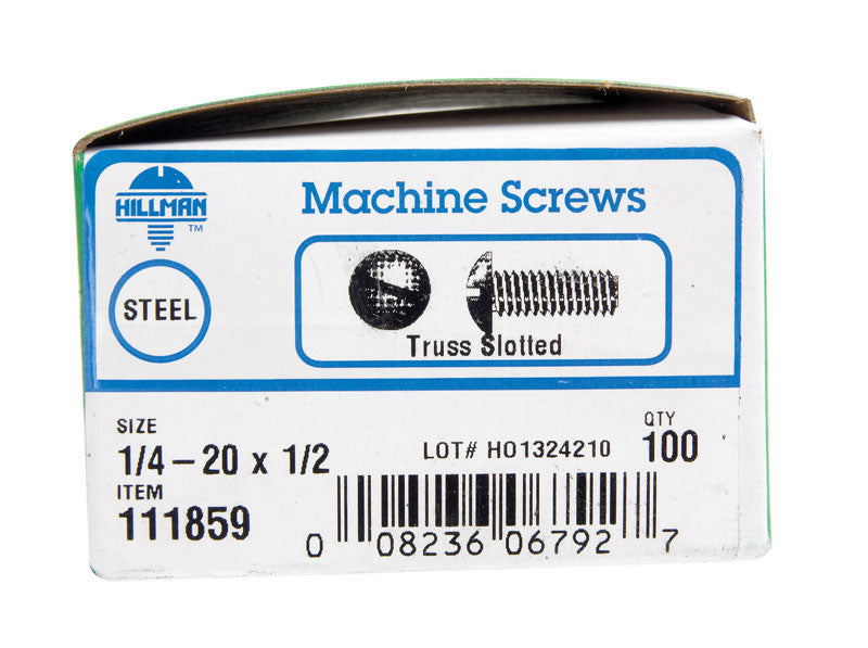 HILLMAN No. 1/4-20 in. X 1/2 in. L Combination Truss Head Zinc-Plated Steel Machine Screws 100 pk