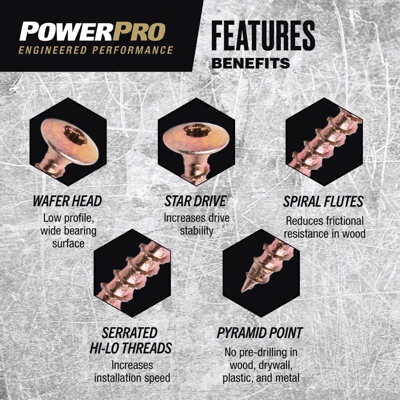 HILLMAN Power Pro No. 8 Ga. X 2 in. L Star Wafer Head Coarse Multi-Material Screws