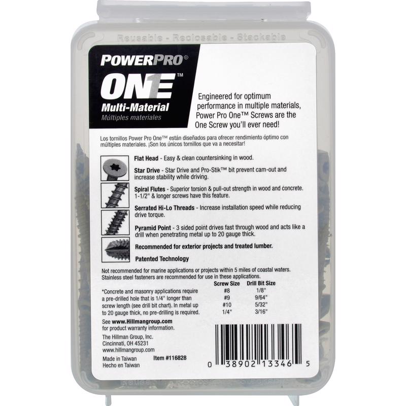 HILLMAN Power Pro No. 8 Ga. X 2-1/2 in. L Star Flat Head Coarse Multi-Material Screws