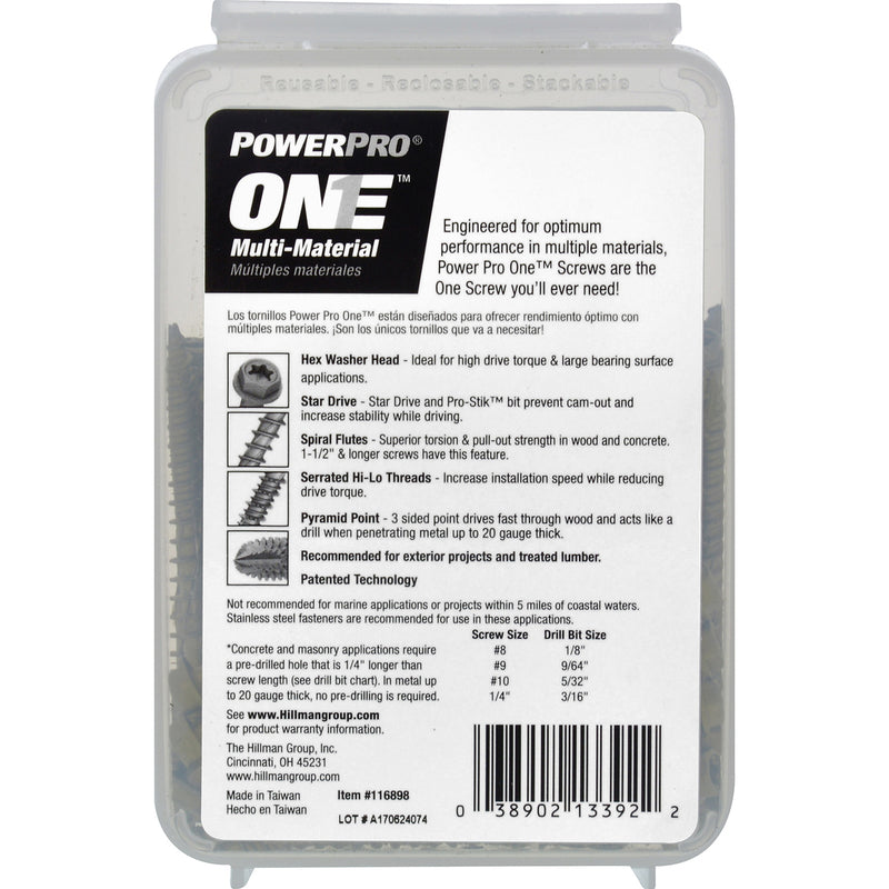 HILLMAN Power Pro No. 10 Ga. X 2-3/4 in. L Star Hex Washer Head Coarse Multi-Material Screws