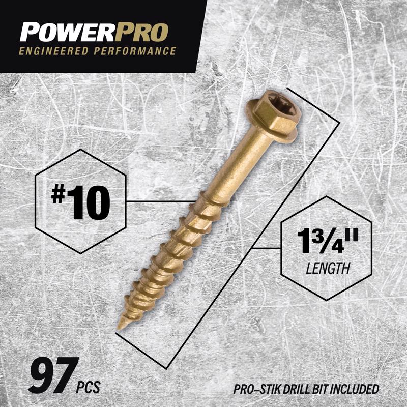 HILLMAN Power Pro No. 10 Ga. X 1-3/4 in. L Star Hex Washer Head Coarse Multi-Material Screws