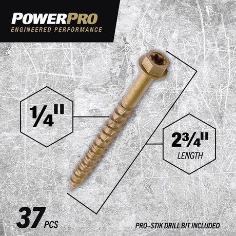 HILLMAN Power Pro 1/4 in. Ga. X 2-3/4 in. L Star Hex Washer Head Coarse Multi-Material Screws