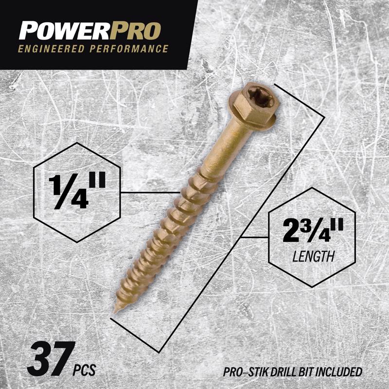 HILLMAN Power Pro 1/4 in. Ga. X 2-3/4 in. L Star Hex Washer Head Coarse Multi-Material Screws