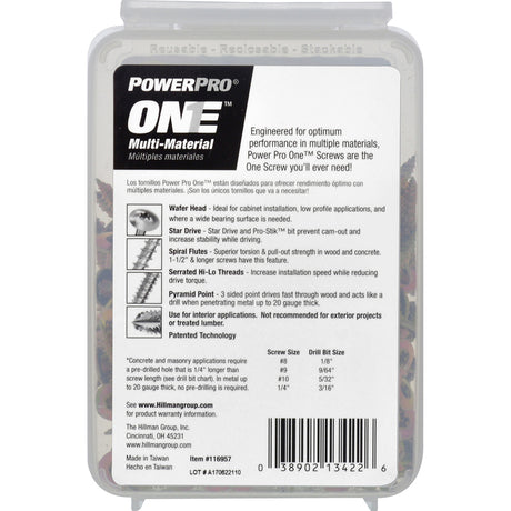 HILLMAN Power Pro No. 8 Ga. X 1-1/2 in. L Star Wafer Head Coarse Multi-Material Screws