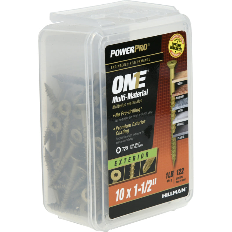 HILLMAN Power Pro No. 10 Ga. X 1-1/2 in. L Star Flat Head Coarse Multi-Material Screws