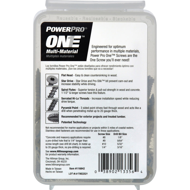 HILLMAN Power Pro No. 10 Ga. X 1-3/4 in. L Star Flat Head Coarse Multi-Material Screws