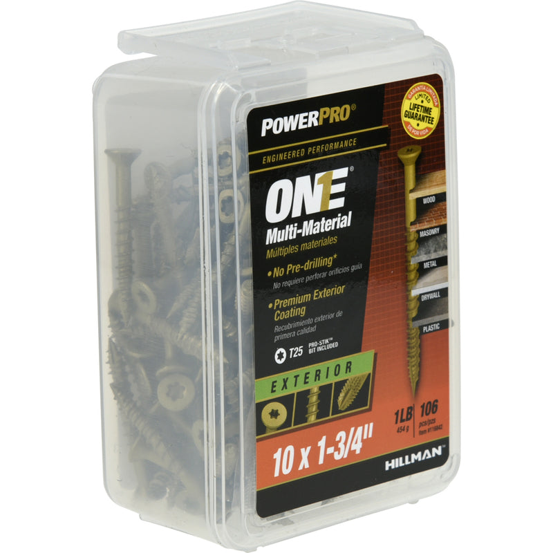 HILLMAN Power Pro No. 10 Ga. X 1-3/4 in. L Star Flat Head Coarse Multi-Material Screws