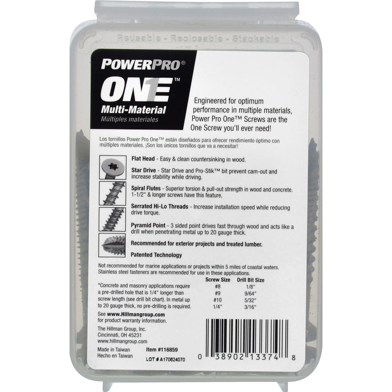 HILLMAN Power Pro 1/4 in. Ga. X 2-3/4 in. L Star Flat Head Coarse Multi-Material Screws