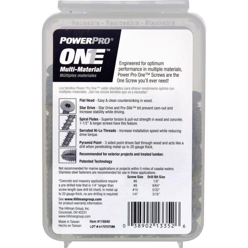 HILLMAN Power Pro No. 10 Ga. X 1-1/4 in. L Star Flat Head Coarse Multi-Material Screws