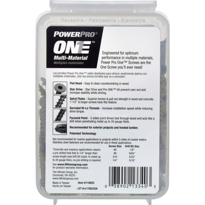 HILLMAN Power Pro No. 8 Ga. X 1-1/4 in. L Star Flat Head Coarse Multi-Material Screws