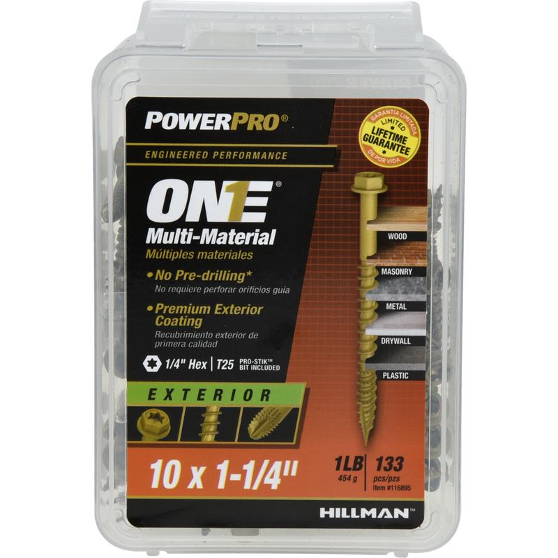 HILLMAN Power Pro No. 10 Ga. X 1-1/4 in. L Star Hex Washer Head Coarse Multi-Material Screws