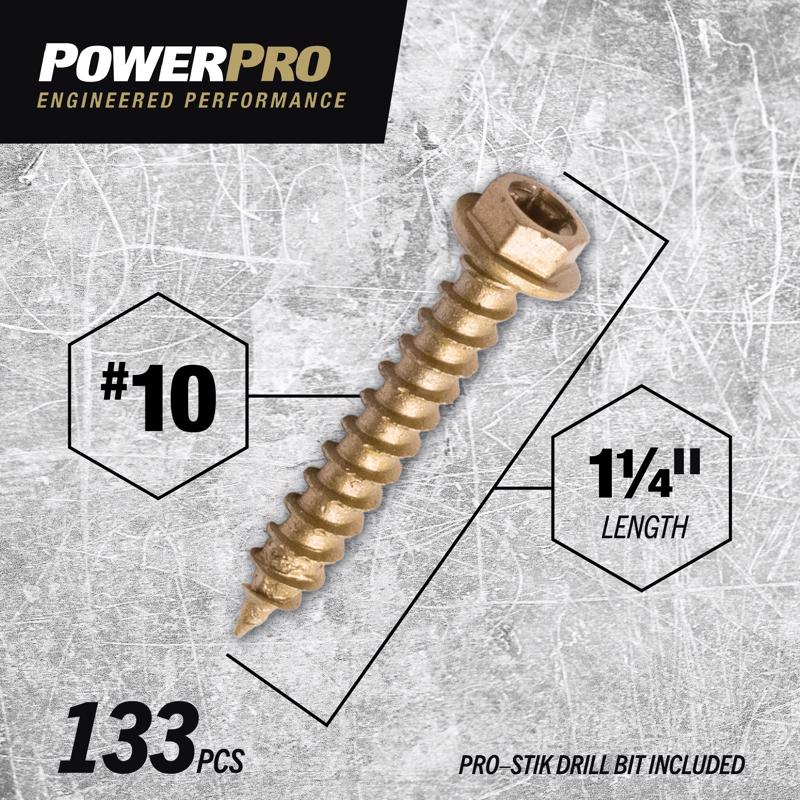 HILLMAN Power Pro No. 10 Ga. X 1-1/4 in. L Star Hex Washer Head Coarse Multi-Material Screws