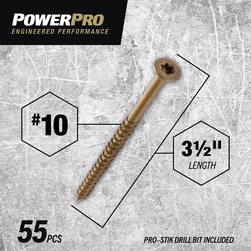 HILLMAN Power Pro No. 10 Ga. X 3-1/2 in. L Star Flat Head Coarse Multi-Material Screws
