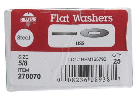 HILLMAN Zinc-Plated Steel 5/8 in. USS Flat Washer 25 pk