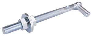 ProSource LR086 Bolt Hook, 3/4 in Thread, 7-1/8 in L Thread, 10 in L, Steel, Zinc-Plated