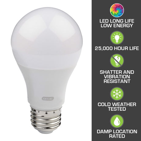 Genie Title 20 Approved A19 E26 (Medium) LED Garage Bulb Warm White 60 Watt Equivalence 1 pk