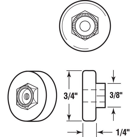 Prime-Line 3/4 in. D White Plastic/Steel Tub Enclosure Roller 4 pk