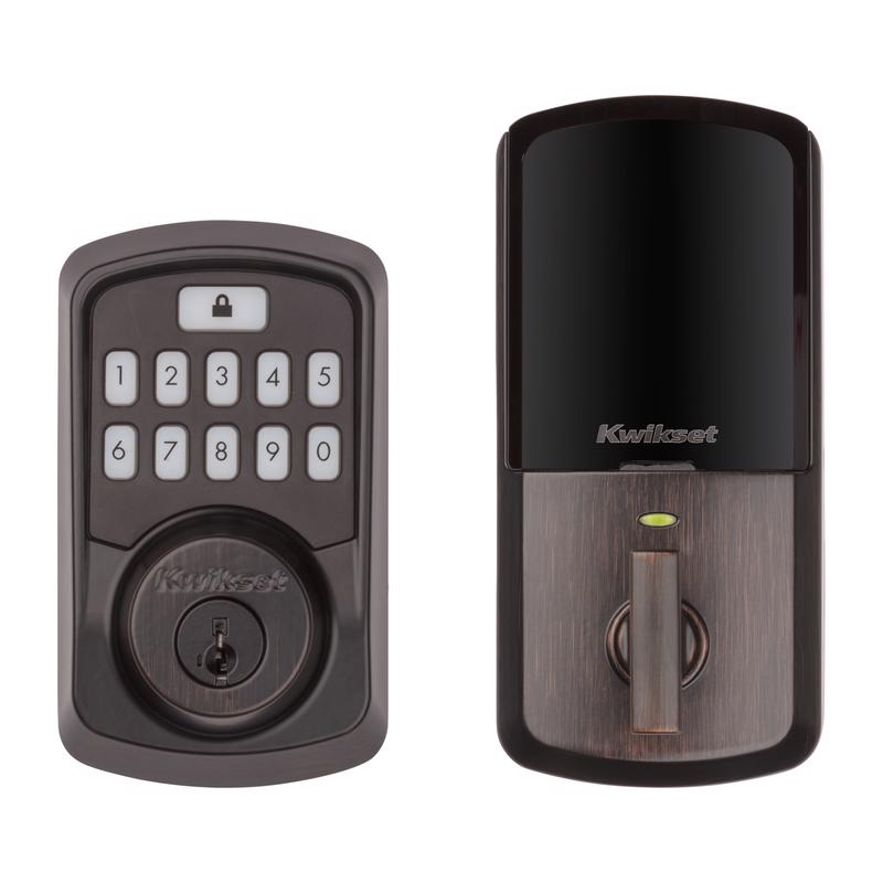 Kwikset SmartKey Aura Venetian Bronze Metal Bluetooth Keypad Entry Smart Lock