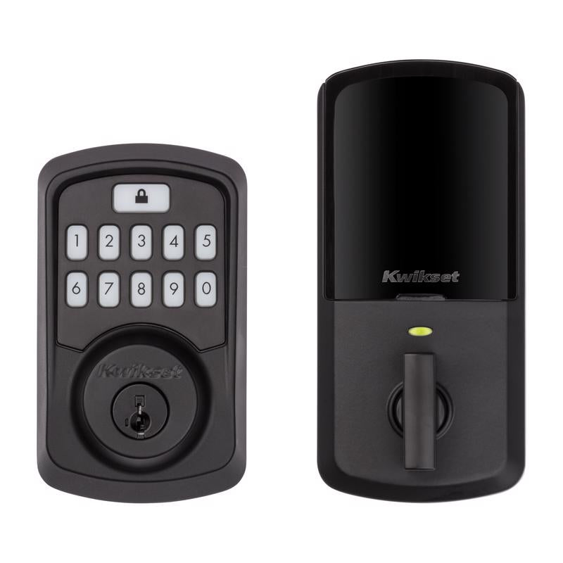 Kwikset Aura Matte Black Metal Bluetooth Keypad Entry Smart Lock