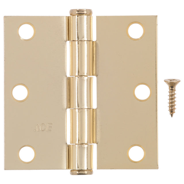 Ace 3 in. L Bright Brass Residential Door Hinge 1 pk