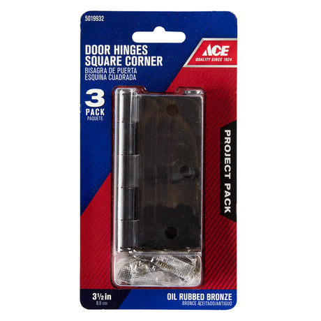Ace 3-1/2 in. L Oil Rubbed Bronze Residential Door Hinge 3 pk