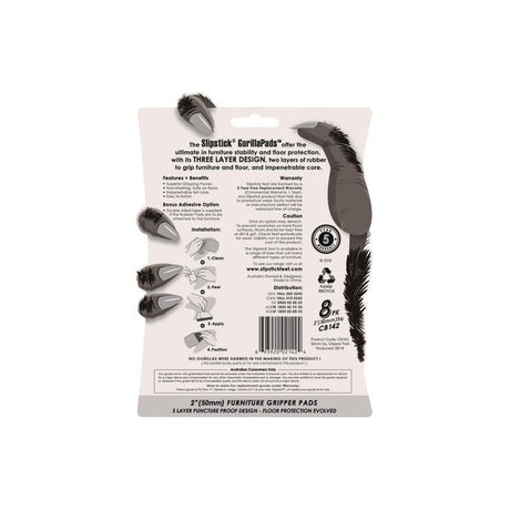 Slipstick GorillaPads Rubber Self Adhesive Gripper Pad Black Square 2 in. W X 2 in. L 8 pk