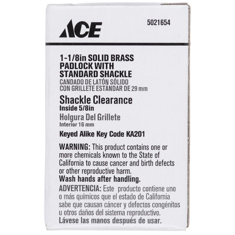 Ace 1-1/16 in. H X 1-1/8 in. W X 7/16 in. L Brass Double Locking Padlock