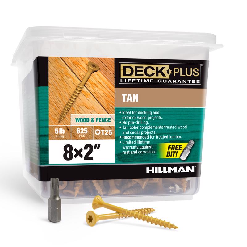 HILLMAN Deck Plus No. 8 in. X 2 in. L Tan Star Flat Head Exterior Deck Screws 5 lb 625 pk
