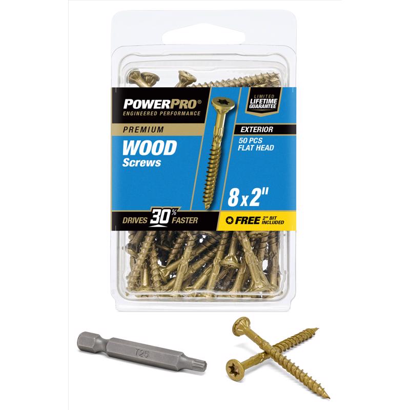 HILLMAN Power Pro No. 8 Ga. X 2 in. L Bronze Star Flat Head Exterior Deck Screws 50 pk