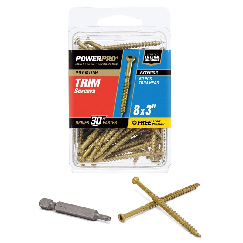 HILLMAN Power Pro No. 8 X 3 in. L Star Coarse Trim Screws 50 pk