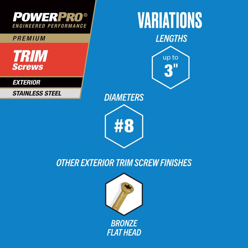 HILLMAN Power Pro No. 8 X 3 in. L Star Coarse Trim Screws 97 pk