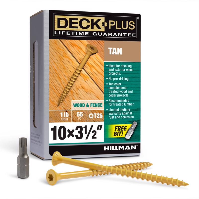 HILLMAN Deck Plus No. 10 in. X 3-1/2 in. L Tan Star Flat Head Exterior Deck Screws 1 lb 55 pk