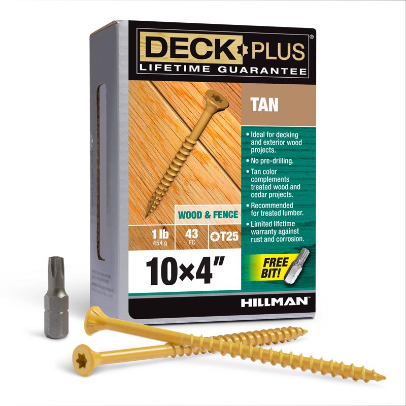 HILLMAN Deck Plus No. 10 Ga. X 4 in. L Tan Star Flat Head Exterior Deck Screws 1 lb 43 pk