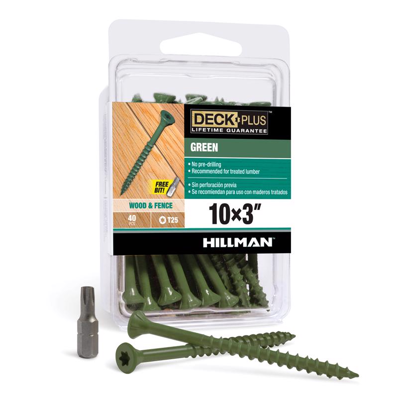 HILLMAN Deck Plus No. 10 in. X 3 in. L Green Star Flat Head Exterior Deck Screws 1 lb 40 pk