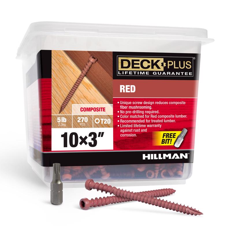 HILLMAN Deck Plus No. 10 Ga. X 3 in. L Red Star Flat Head Composite Deck Screws 5 lb 270 pk
