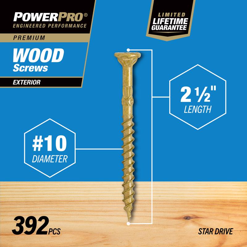 HILLMAN Power Pro No. 10 Ga. X 2-1/2 in. L Bronze Star Flat Head Exterior Deck Screws 5 lb 392 pk