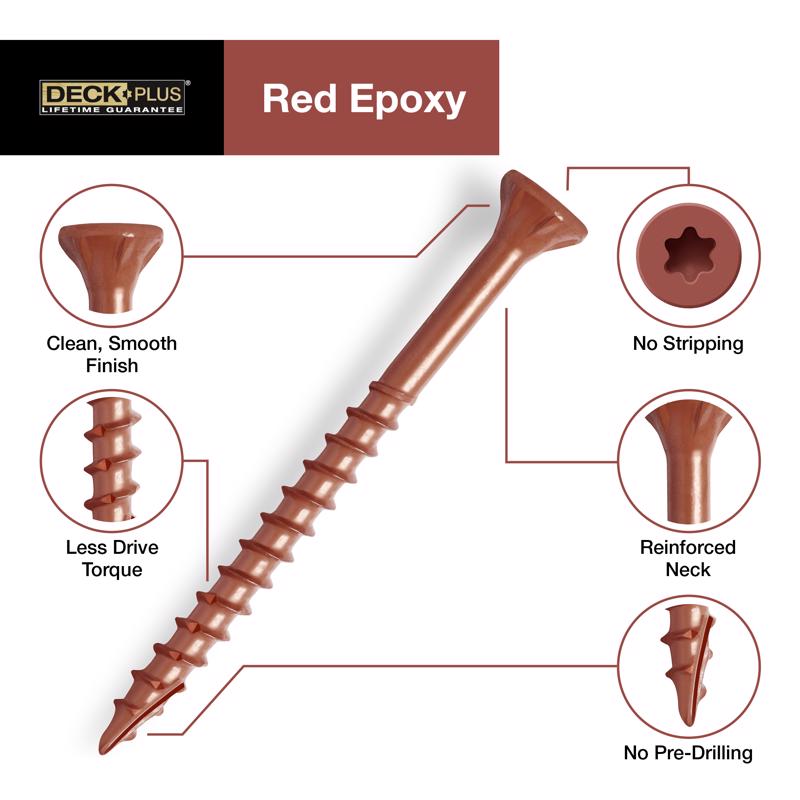 HILLMAN Deck Plus No. 10 Ga. X 2-1/2 in. L Red Star Flat Head Exterior Deck Screws 5 lb 365 pk