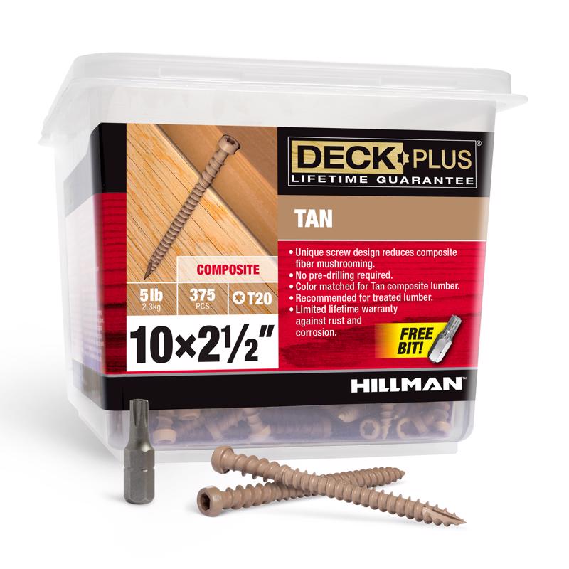 HILLMAN Deck Plus No. 10 Ga. X 2-1/2 in. L Tan Star Flat Head Composite Deck Screws 6 lb 375