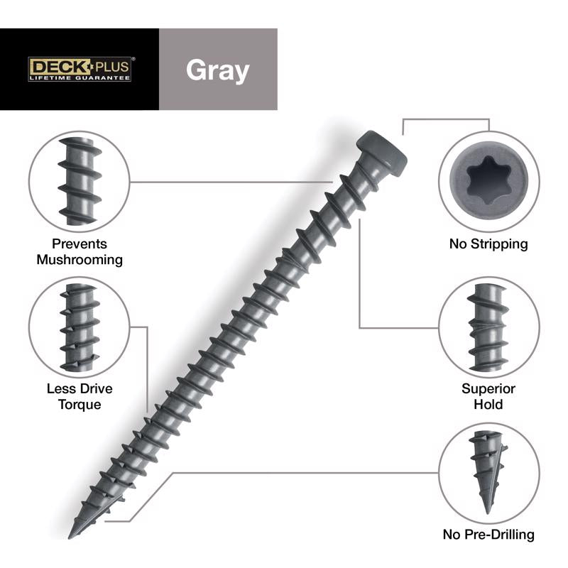 HILLMAN Deck Plus No. 10 Ga. X 3 in. L Gray Star Flat Head Composite Deck Screws 6 lb 270 pk